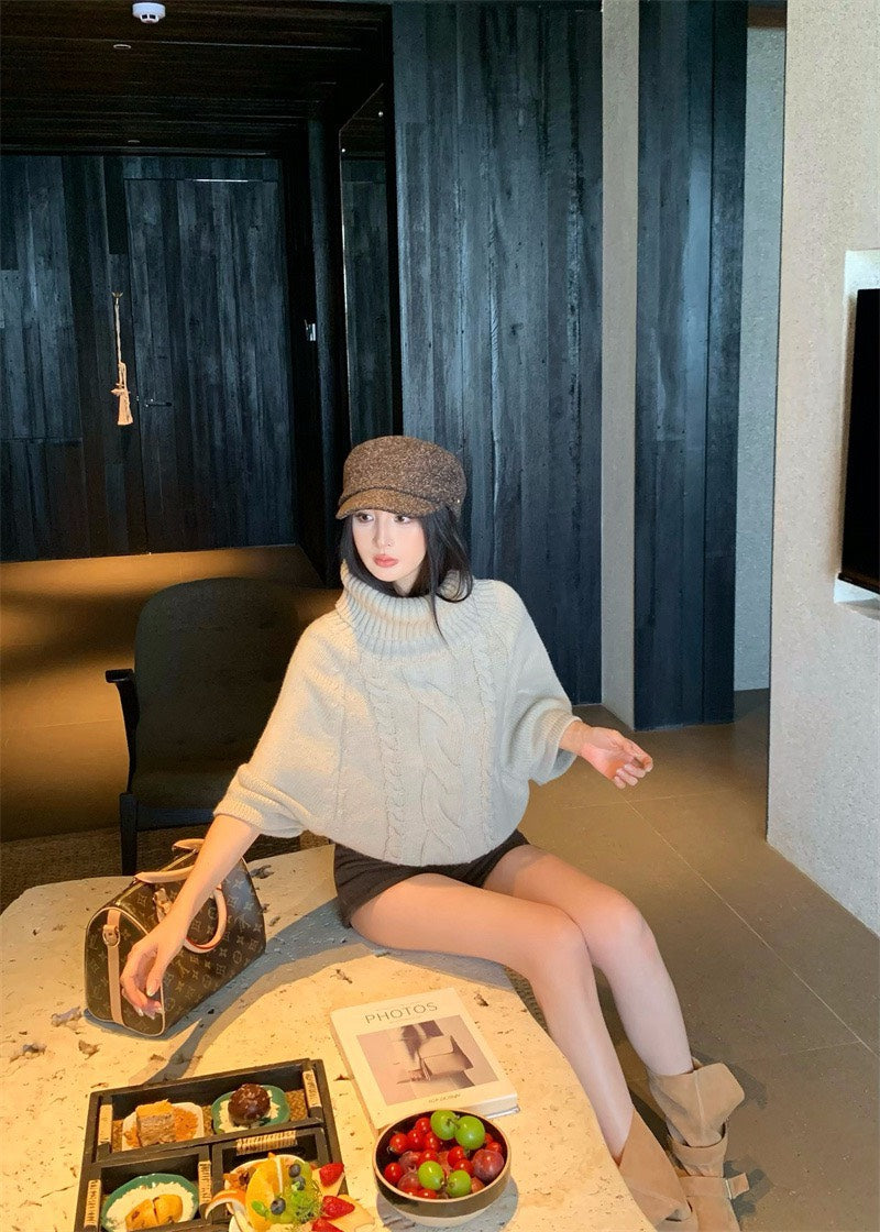 25Nov. 加厚溫柔韓系兩穿麻花針織上衣 米白/卡色