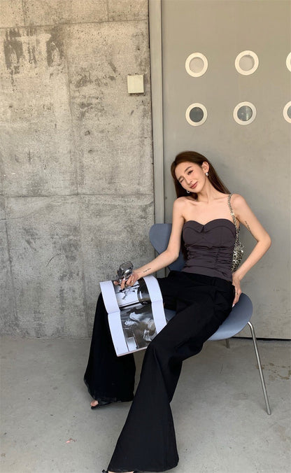 25Jul. 高級西裝修身抹胸（帶胸墊）灰