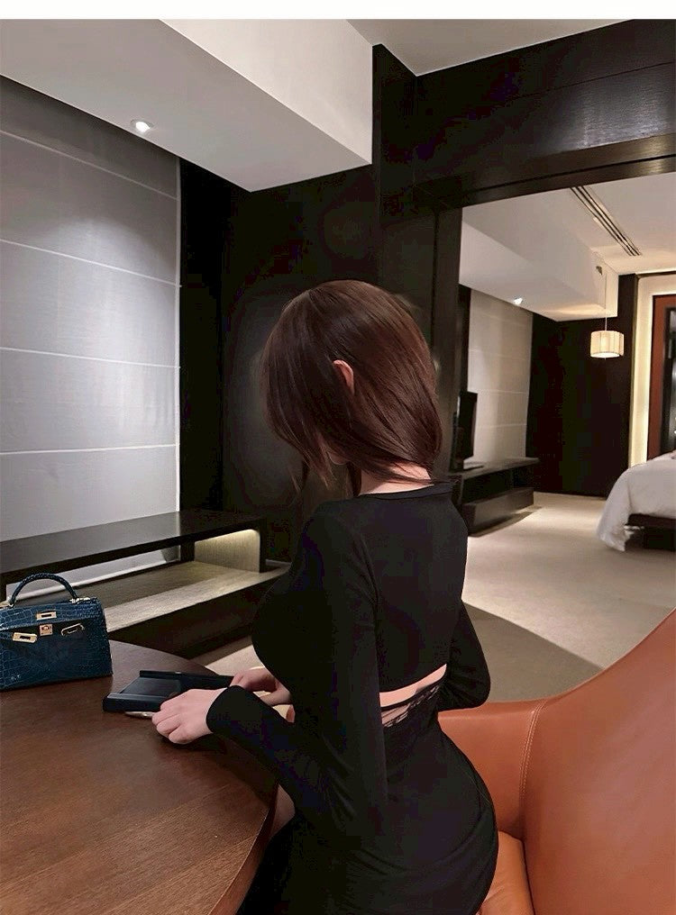 25Dec. 本期主打建模身材性感後縷空上衣/連身裙 黑