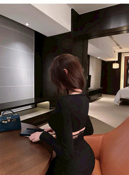 25Dec. 本期主打建模身材性感後縷空上衣/連身裙 黑