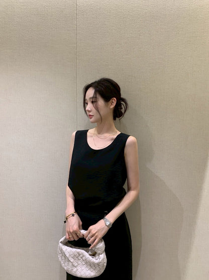 25Aug. 溫柔chic圓領背心半身裙套裝 米白/黑
