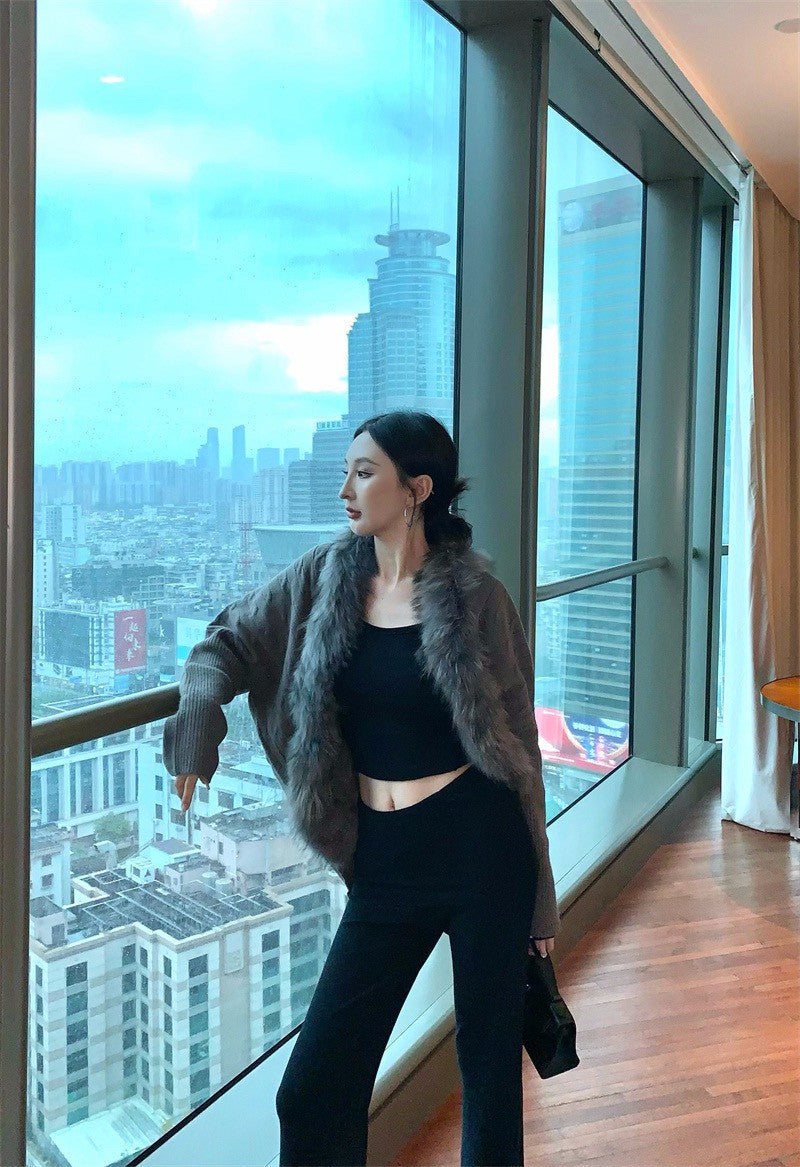 25Dec. 慕斯奶皮糯感毛毛外套 懶人休閒褲套裝 深色系