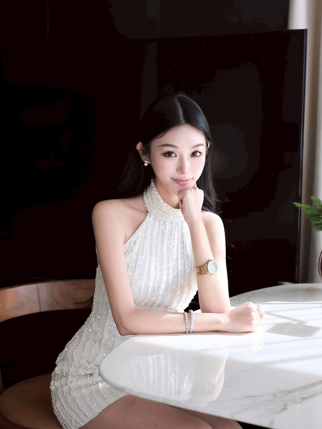 26Feb. limited white after party手工珍珠小禮服