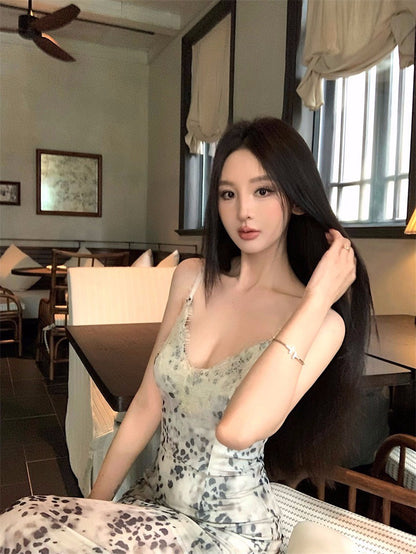 25Sep. 復古豹紋印花雪紡連身裙