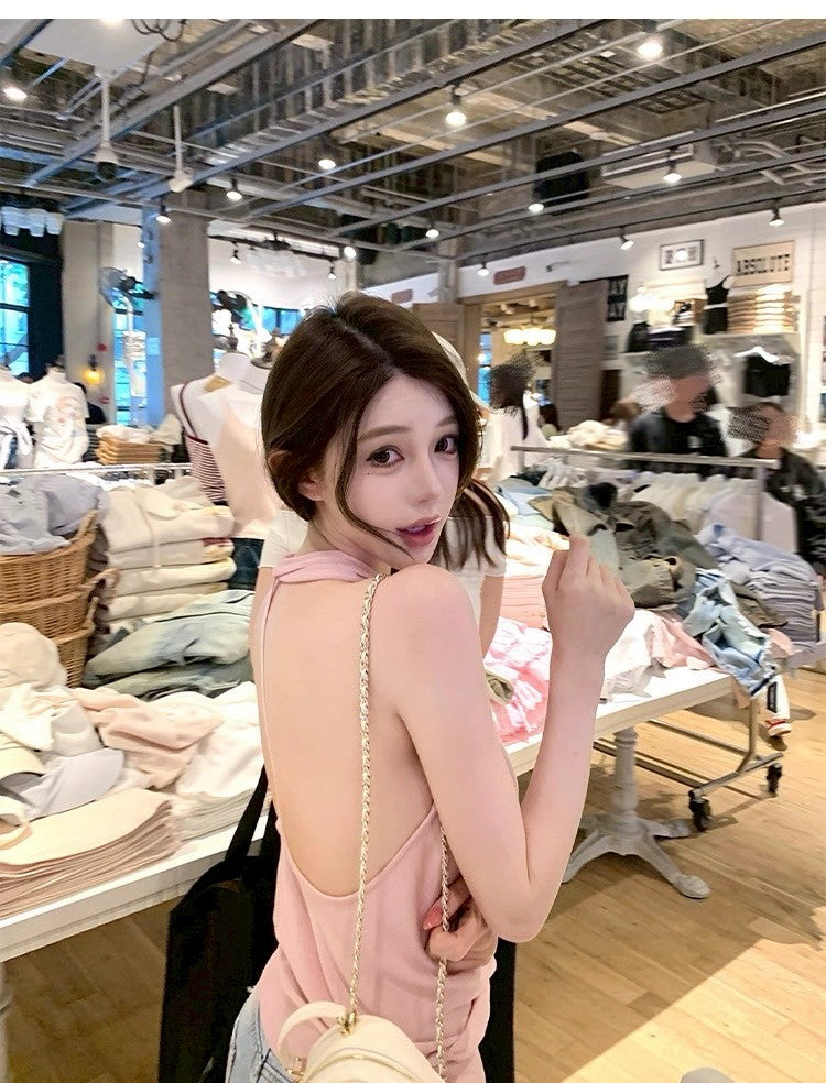 25Jul. 穿上就是氣質姊姊 蘯領露背背心 粉
