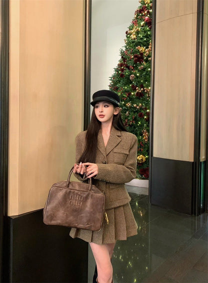 Feb. 元英比例 韓系收腰西裝百褶裙套裝