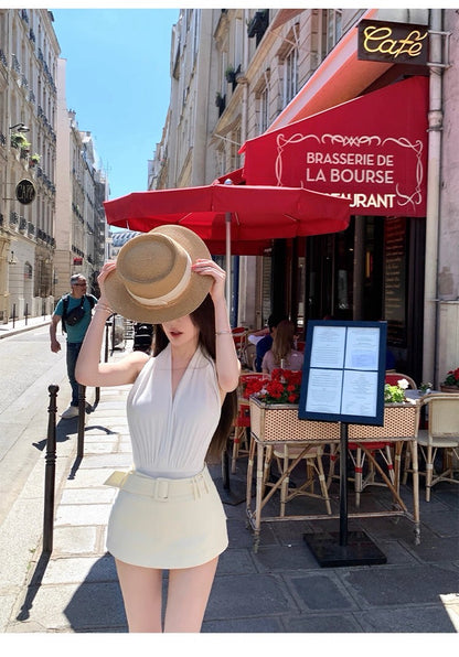 25Aug. 本期摯愛韓系夢露掛脖連擋背心 白