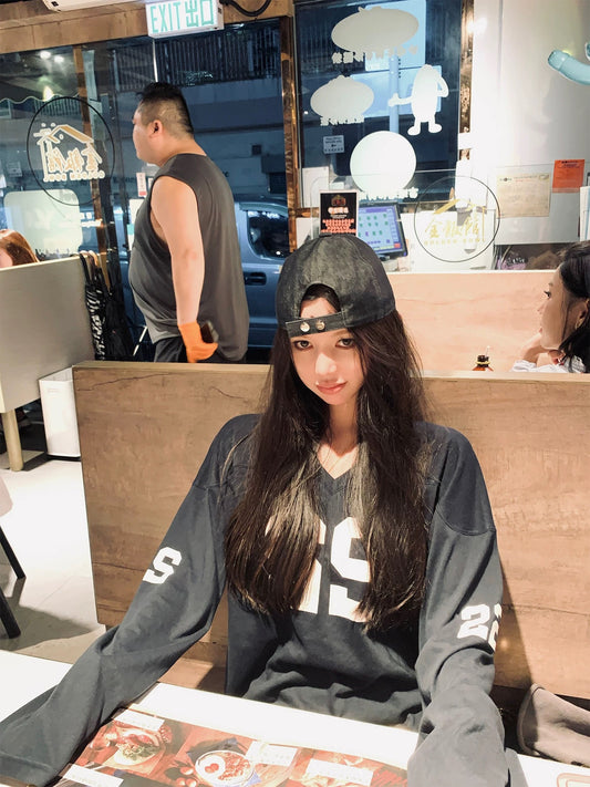 25Nov. 美式outfit珍妮私服數字寬鬆上衣 藏藍