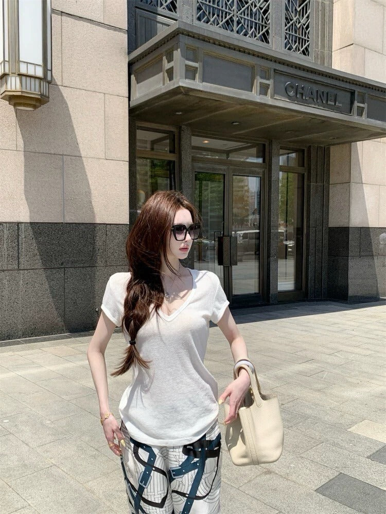 25Sep. 淡人ToF*極簡亞麻棉上衣 白色/冰絲緞面老花休閒褲