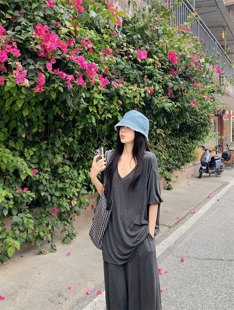 25Oct. 韓chic慵懶蝙蝠袖紙片上衣/休閒褲