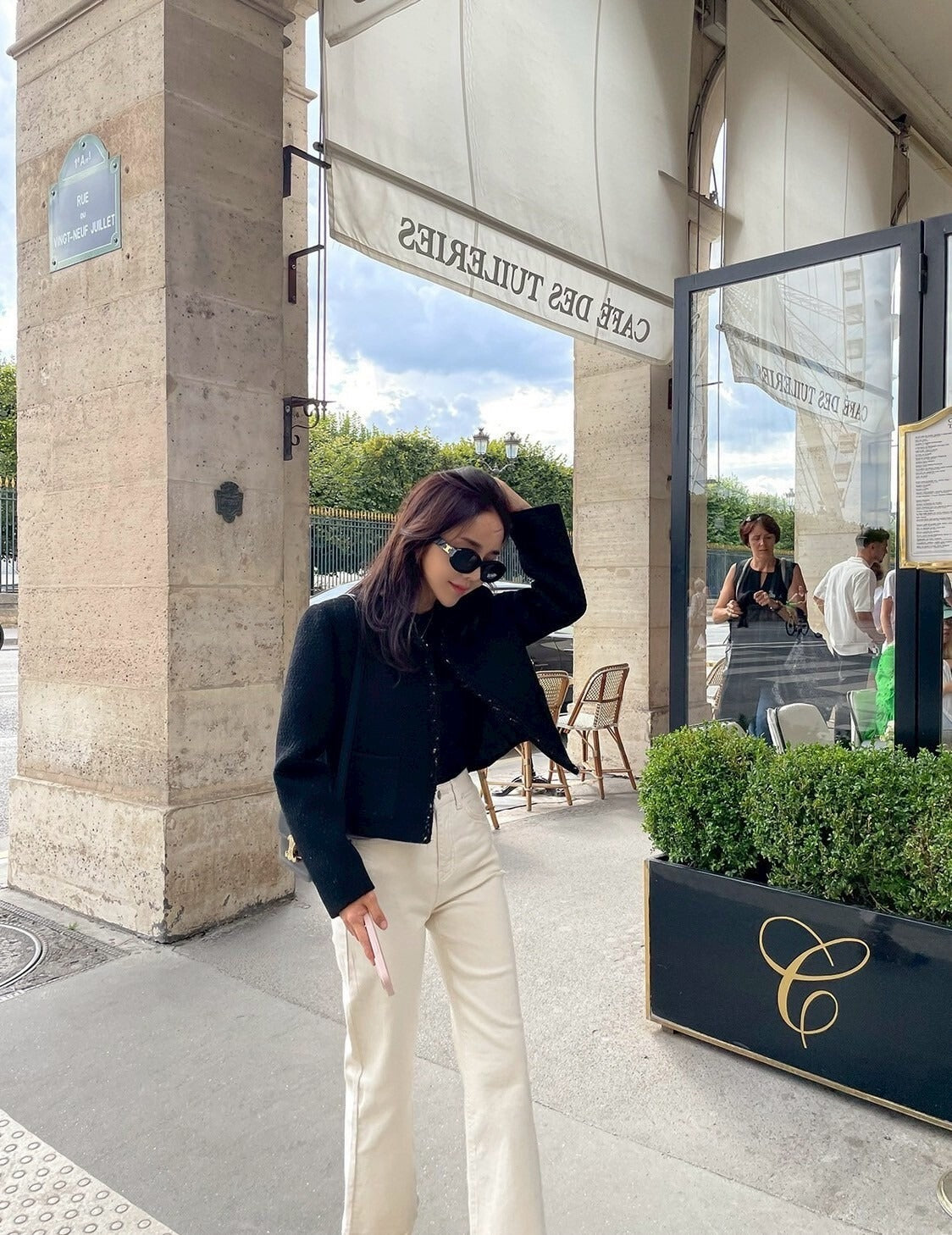 25Sep. 精緻香女孩 粗呢羊毛修身短外套 黑