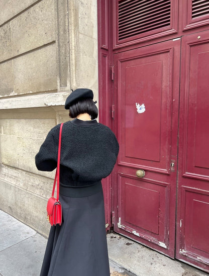 25Sep. 巴黎輕奢粗呢小香夾克外套 純黑