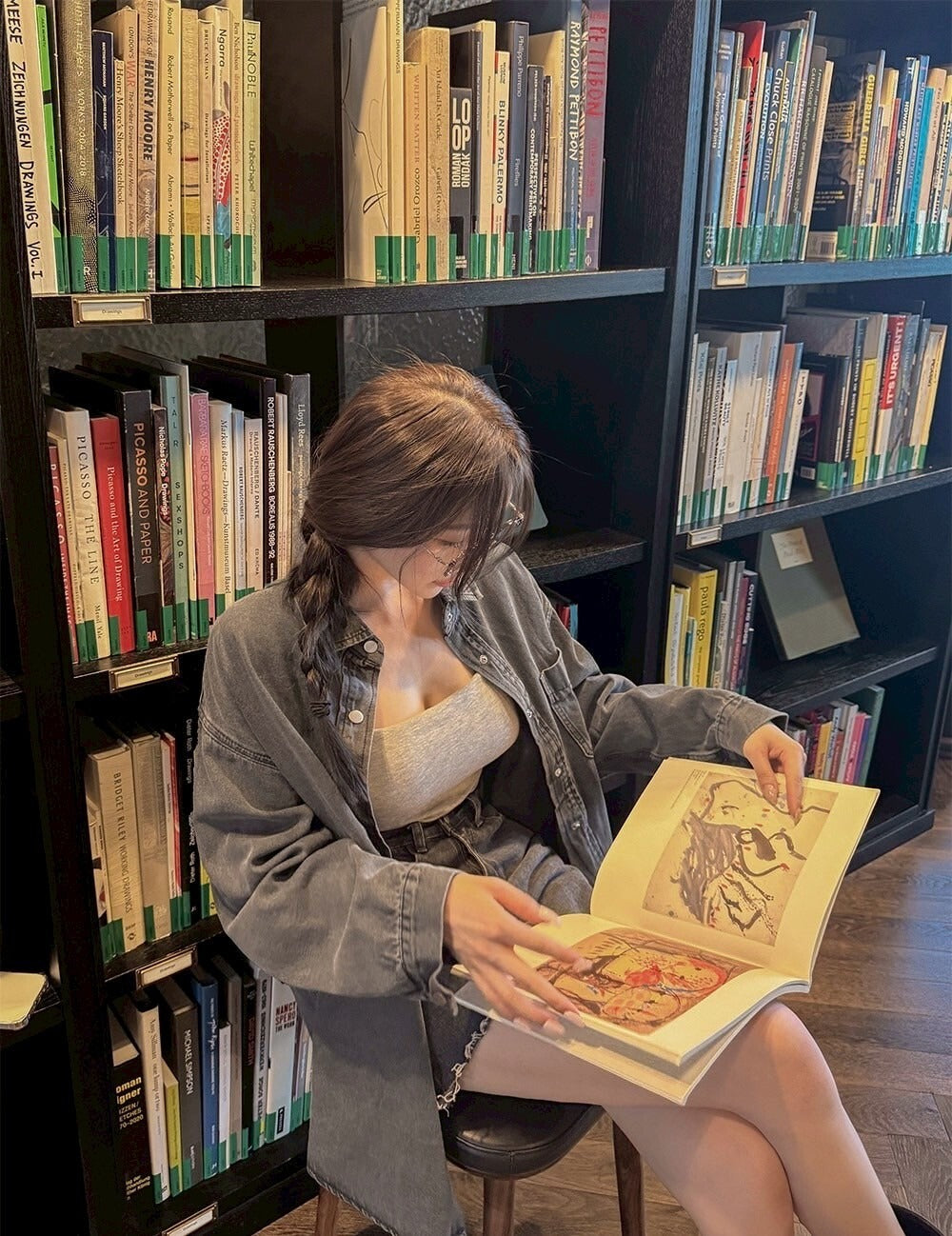 25Sep. 寬鬆休閒白搭男友牛仔襯衫 黑灰