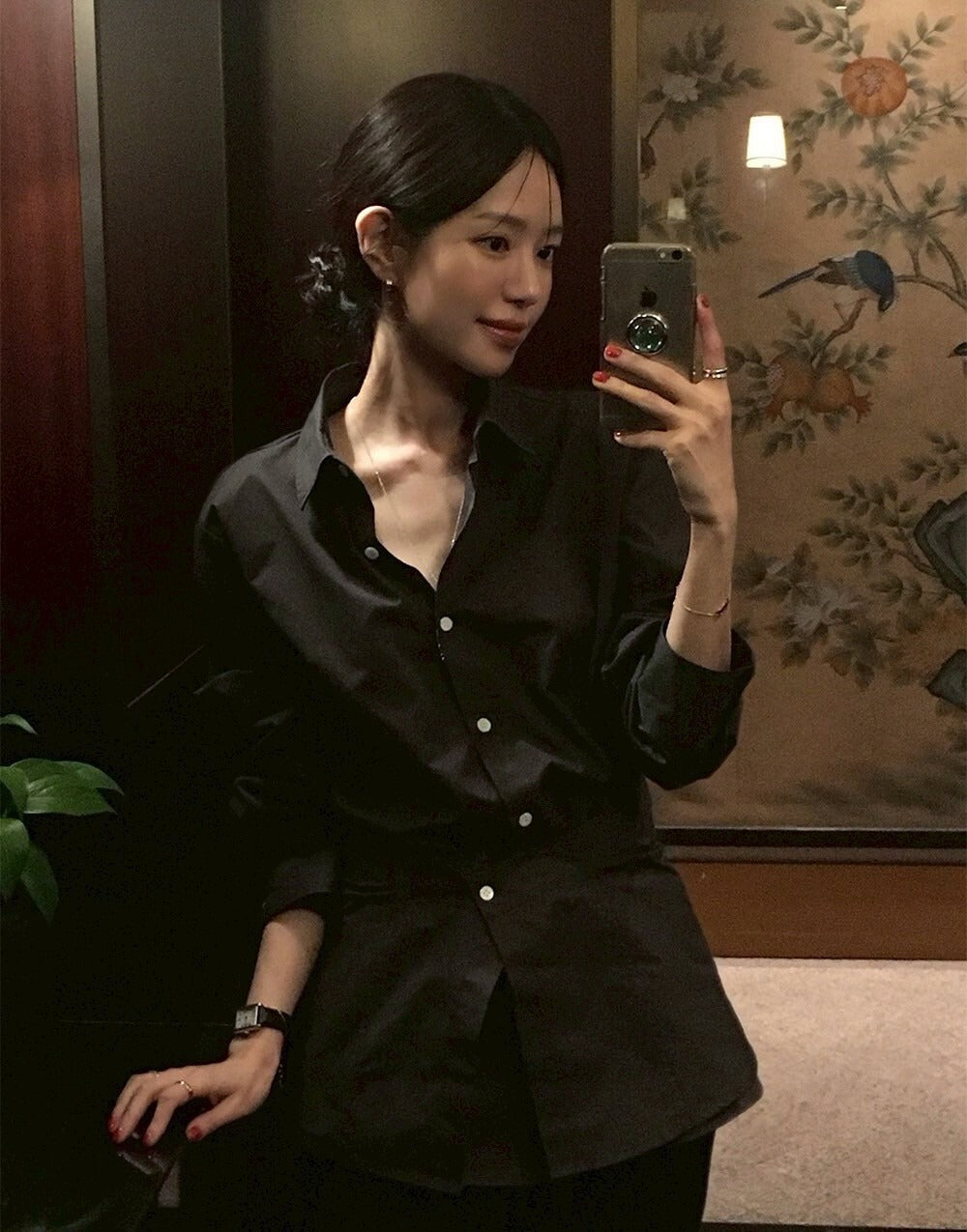 25Sep. 氣質心動 收腰假兩件式中長款襯衫 白/黑