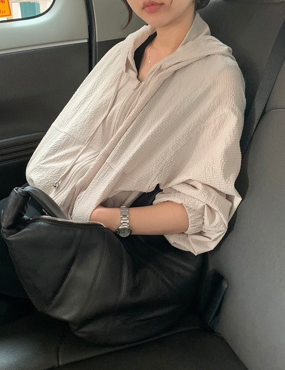 25Oct. 韓系少女素顏空調連帽抽繩外套 淺卡