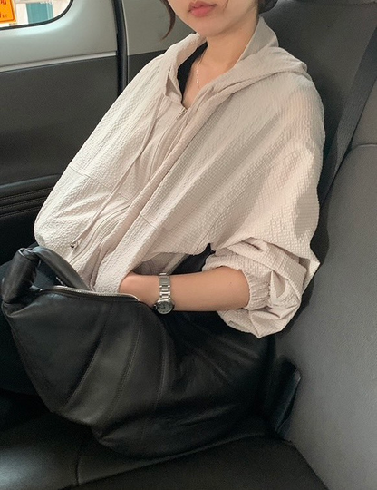 25Oct. 韓系少女素顏空調連帽抽繩外套 淺卡