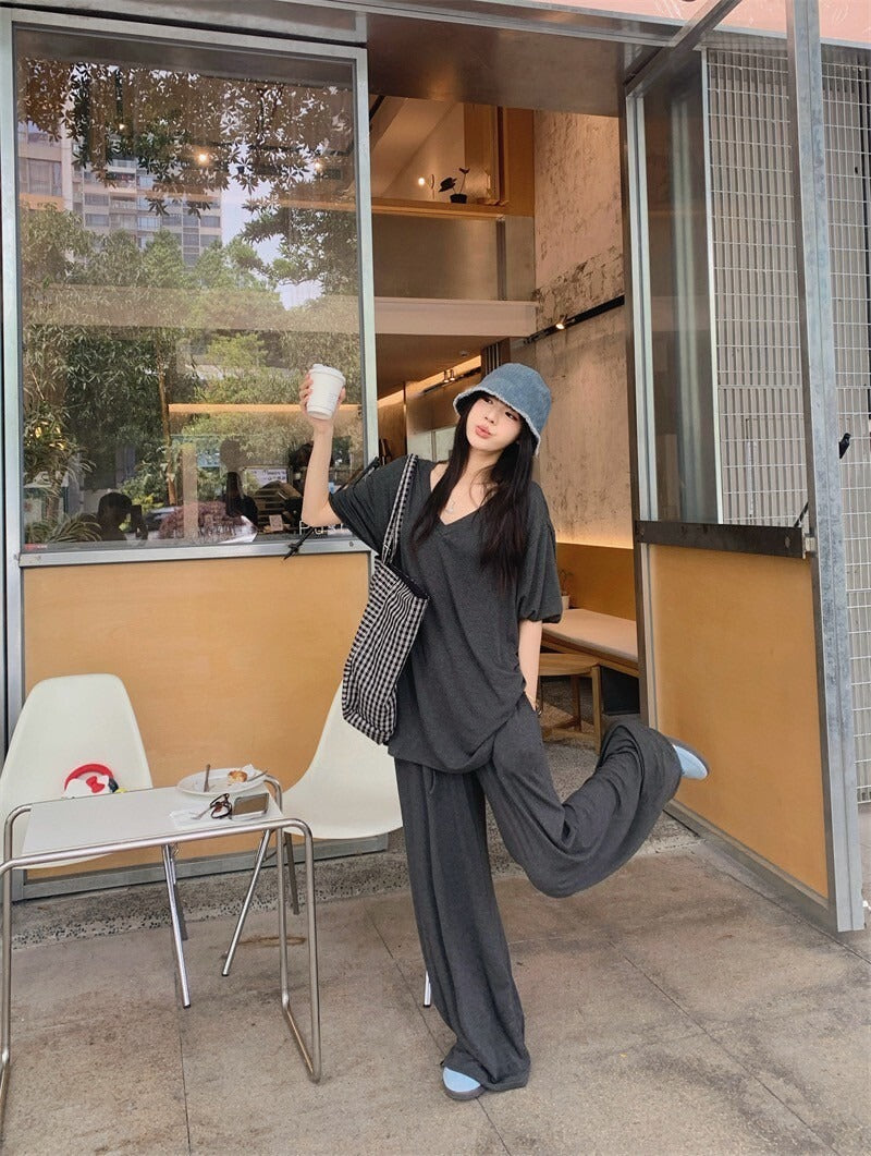 25Oct. 韓chic慵懶蝙蝠袖紙片上衣/休閒褲