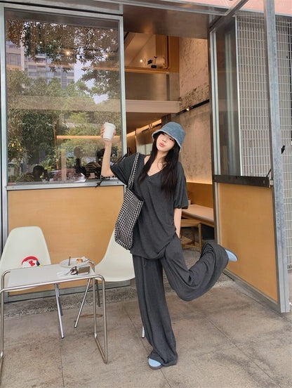25Oct. 韓chic慵懶蝙蝠袖紙片上衣/休閒褲