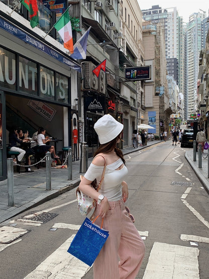 25Oct. 限量櫻花粉柔軟牛仔pink summer肌理彎刀褲