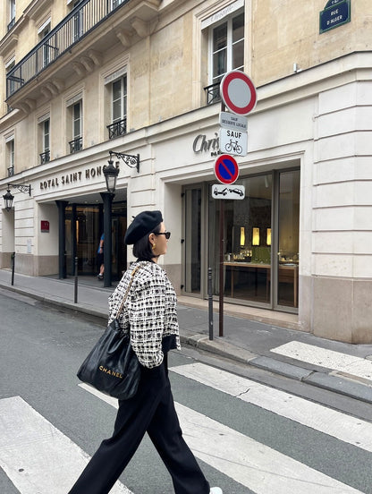 25Sep. 巴黎輕奢粗呢小香夾克外套 黑白