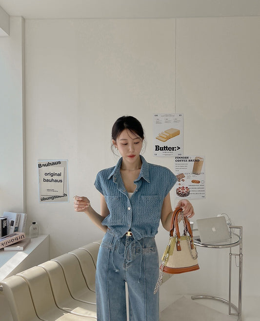 25Sep. 美式復古緹花坎肩收腰馬甲