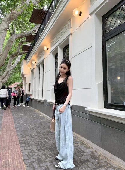 25Oct. 定染淺色手工刷破修身牛仔褲