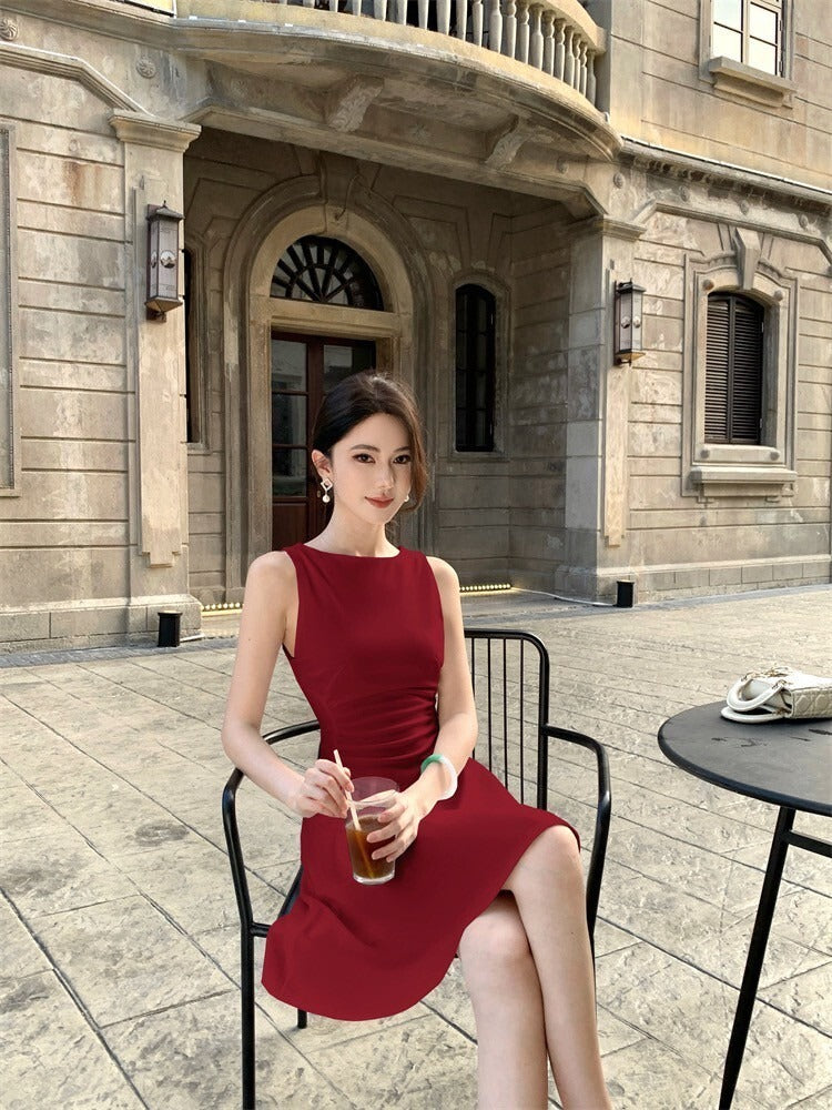 25Oct. 法式新娘裙 優雅修身收腰連身裙 紅 2款長度