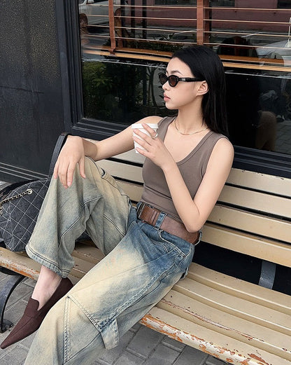 25Oct. 紙飛機牛仔褲 泥染漸變土廢風闊腿褲