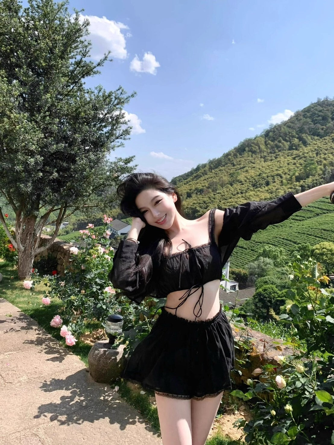 25Oct. 純慾雙生浪漫戰袍 蕾絲情書3件套 黑