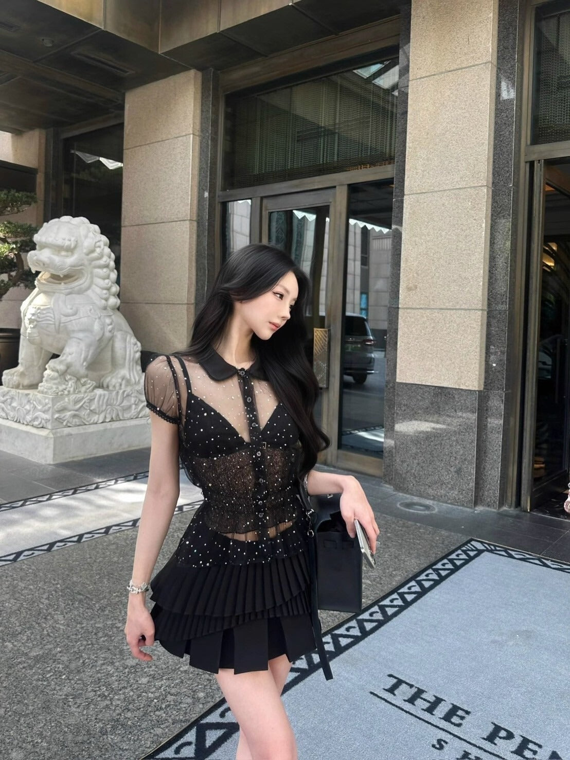 25Oct. 古董dollfifi 法式訂製蕾絲兩片上衣2件組 黑