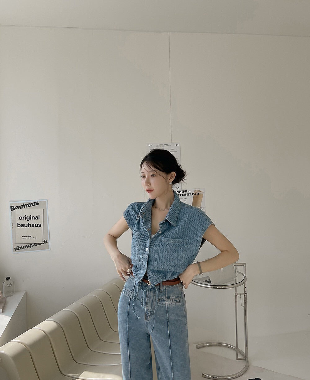 25Sep. 美式復古緹花坎肩收腰馬甲