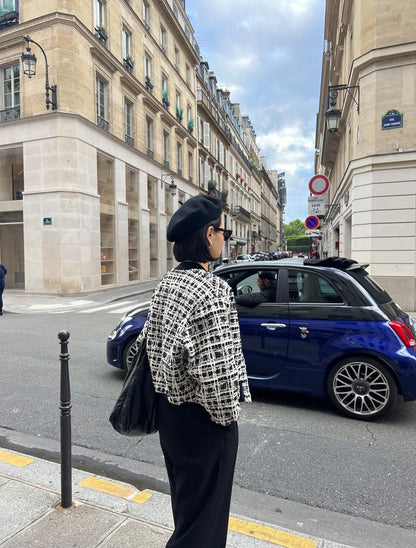 25Sep. 巴黎輕奢粗呢小香夾克外套 黑白