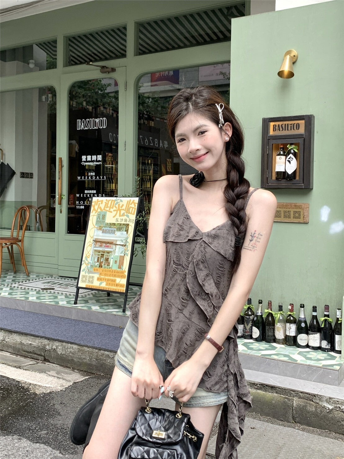 25Oct. 破壞感做舊荷葉飄帶背心