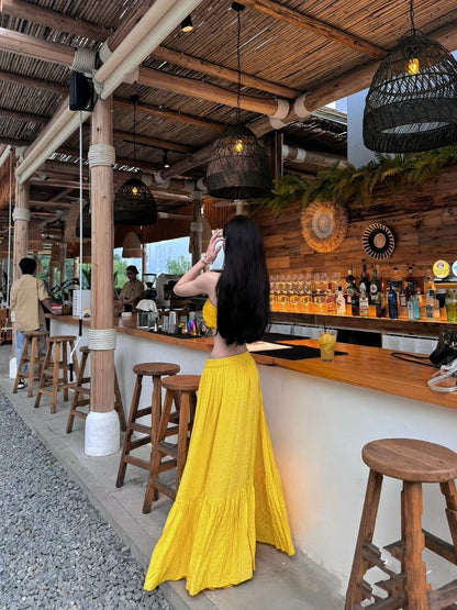 25Oct. 招財多巴胺 辣妹褶皺抹胸半身裙套裝