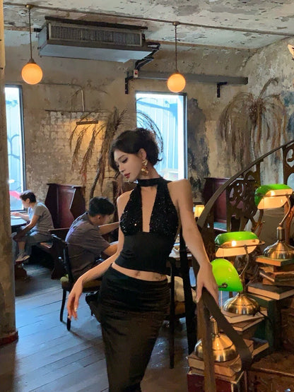 25Oct. 璀璨之夜 性感亮片低V收腰背心