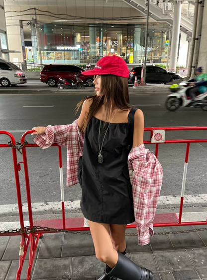 25Oct. 寬鬆休閒通勤格紋襯衫 紅