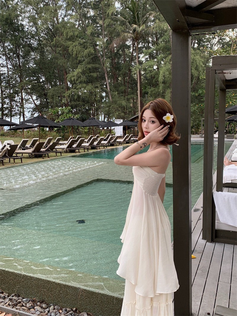 25Oct. 浪漫氛圍 慵懶顯瘦掛脖上衣半身裙套裝