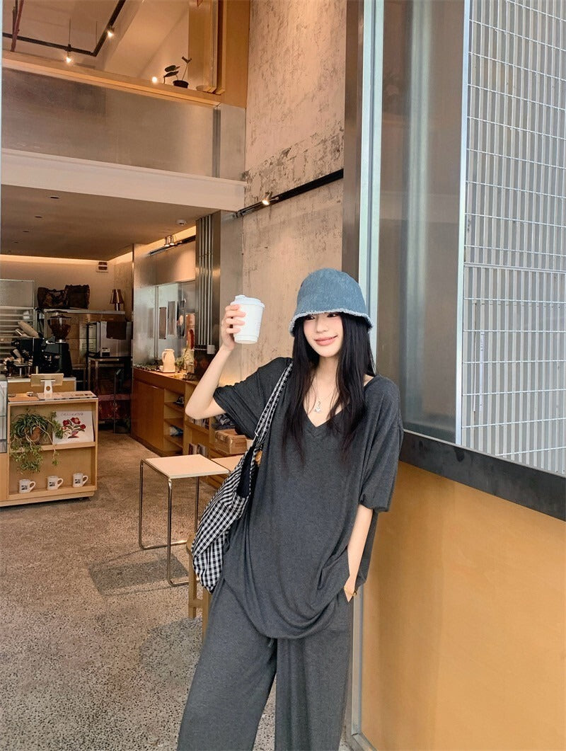 25Oct. 韓chic慵懶蝙蝠袖紙片上衣/休閒褲