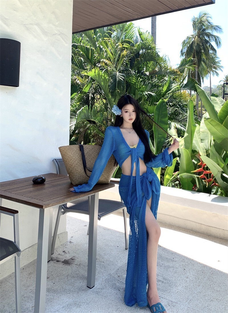 25Oct. 夏日必須來一套 高彩度縷空度假套裝 藍