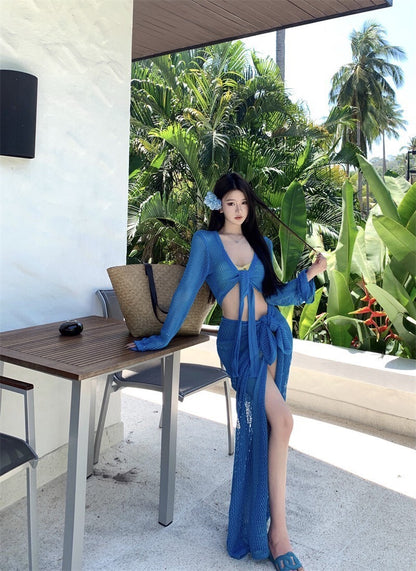 25Oct. 夏日必須來一套 高彩度縷空度假套裝 藍