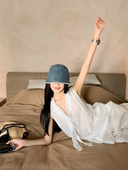 25Oct. 白色花神 手工立體小白花長款背心/休閒褲