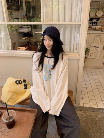 25Oct. 甜韓妞 5號圓領寬鬆長袖上衣