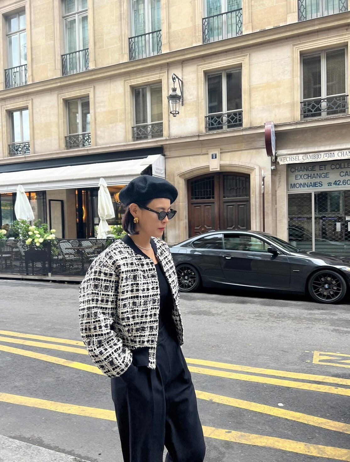 25Sep. 巴黎輕奢粗呢小香夾克外套 黑白