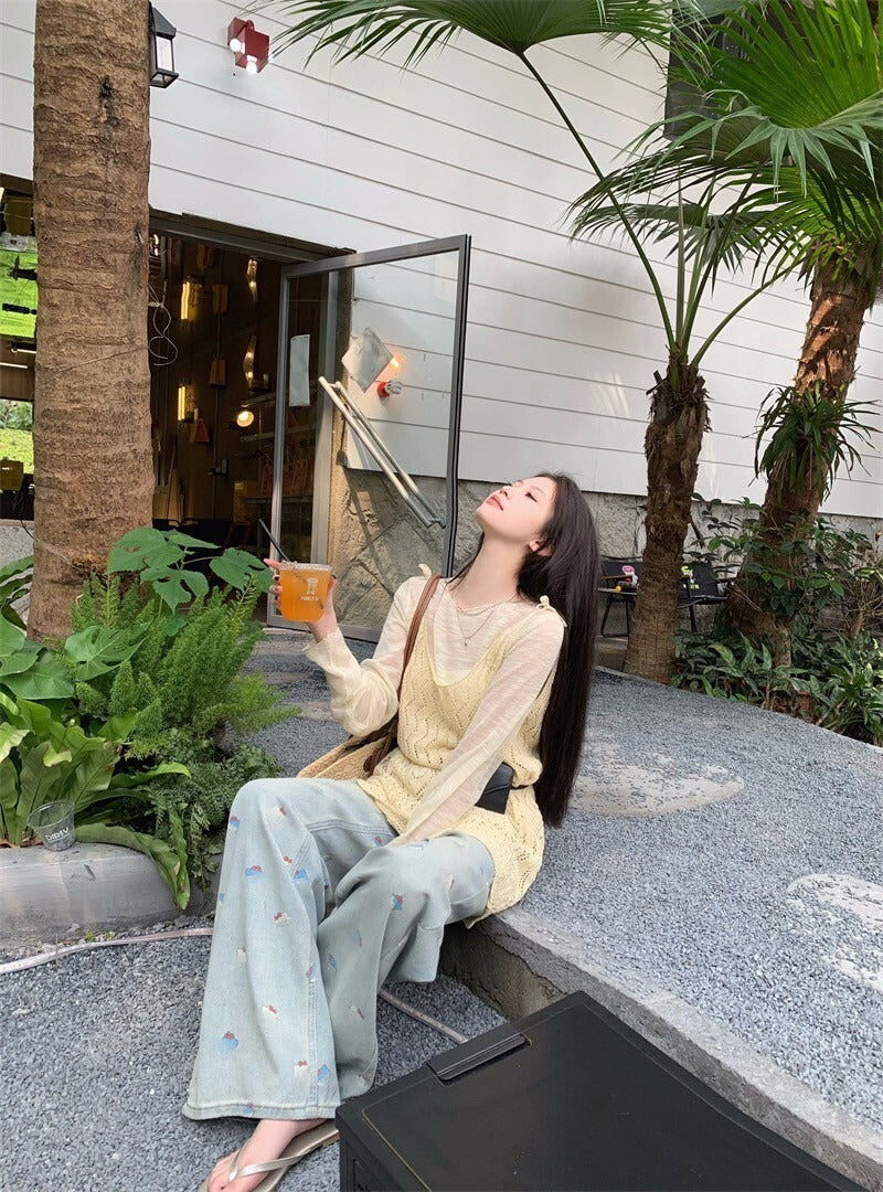 25Oct.  Kitty貓貓印花直筒牛仔褲