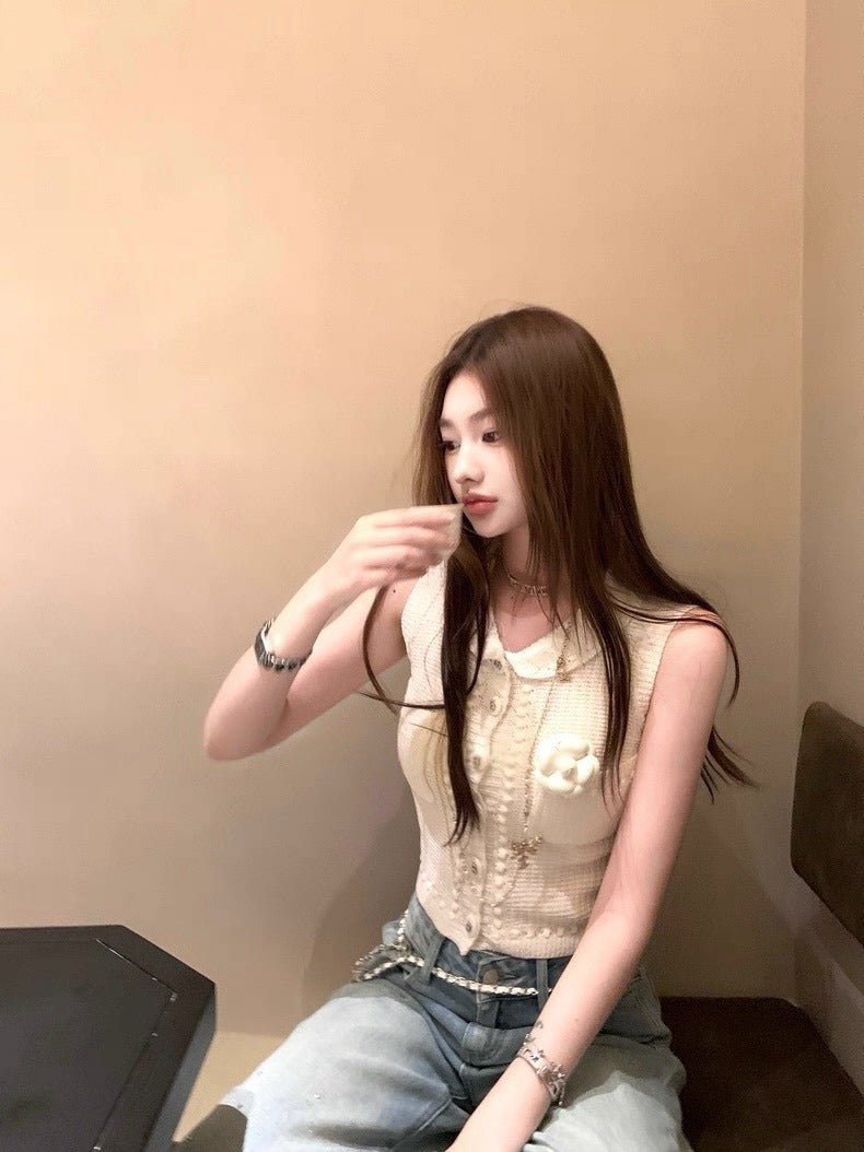 25Oct. 香奶奶雙曲紗線千金奶白針織背心