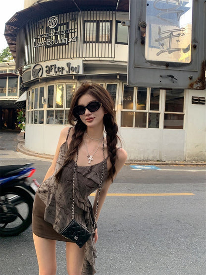 25Oct. 破壞感做舊荷葉飄帶背心