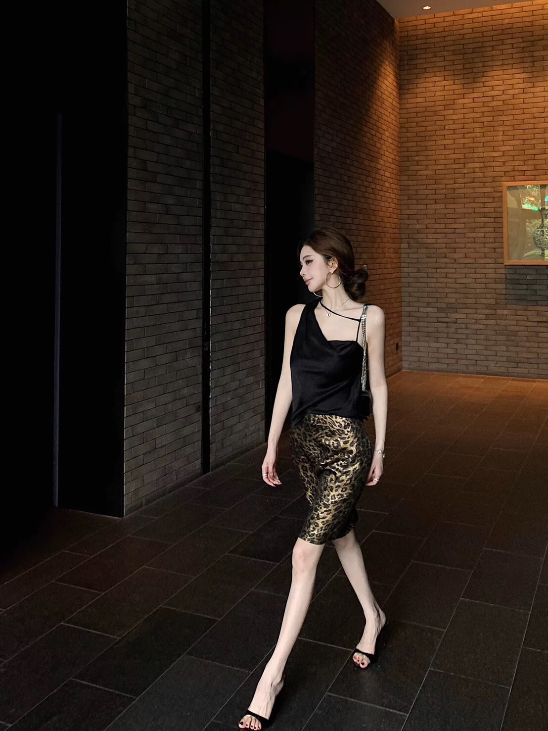 25Oct. 豹紋Wild紙醉金迷燙金印花復古半身裙