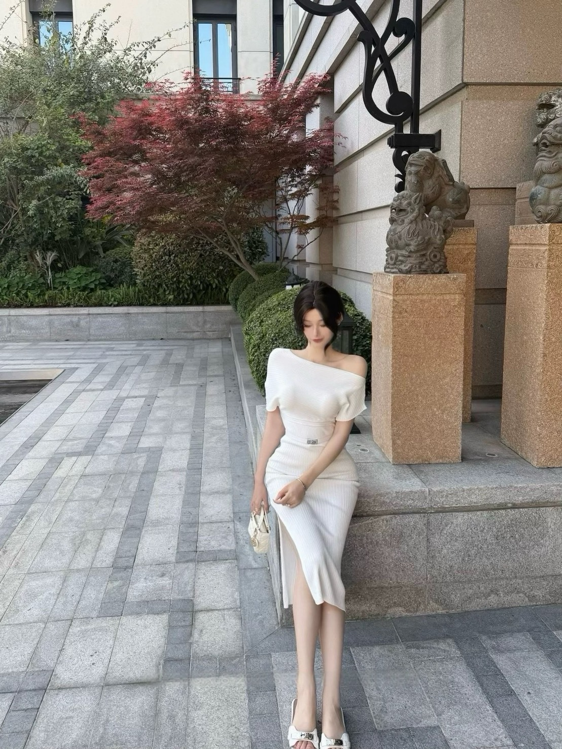 25Oct. 人間夢露氣質收腰法式紙片裙 湖水綠/白