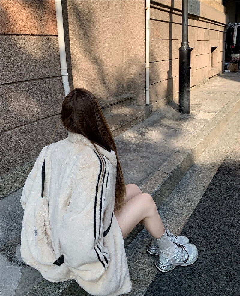 25Oct. 韓系運動 夾棉立領毛絨外套