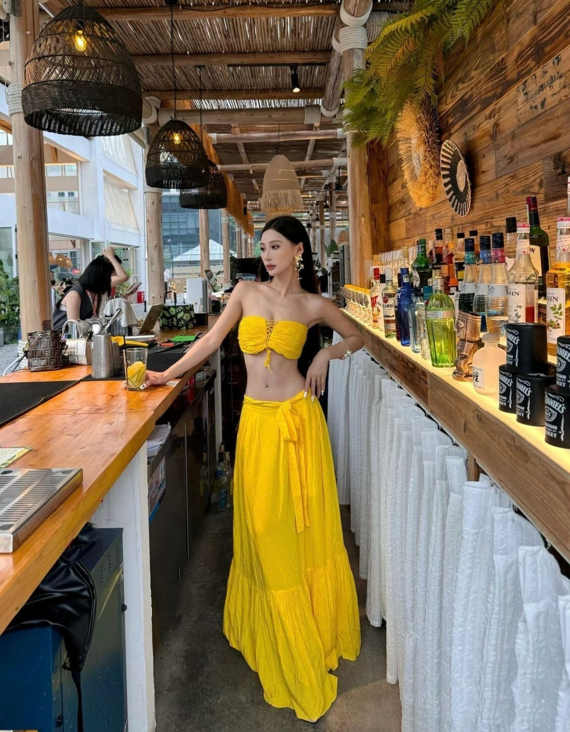 25Oct. 招財多巴胺 辣妹褶皺抹胸半身裙套裝